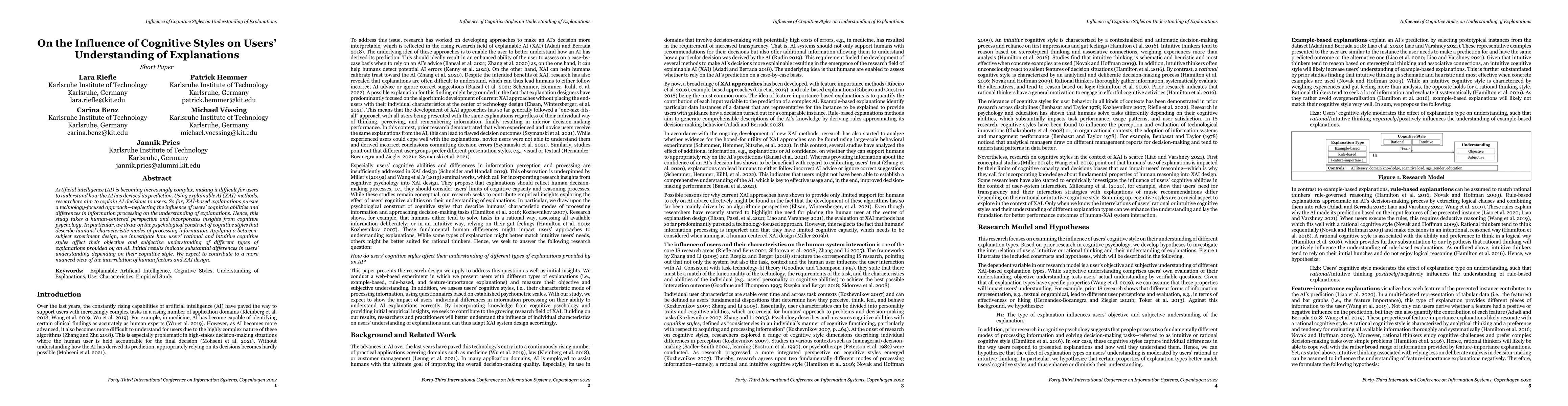 Thumbnail for On the Influence of Cognitive Styles on Users' Understanding of
  Explanations