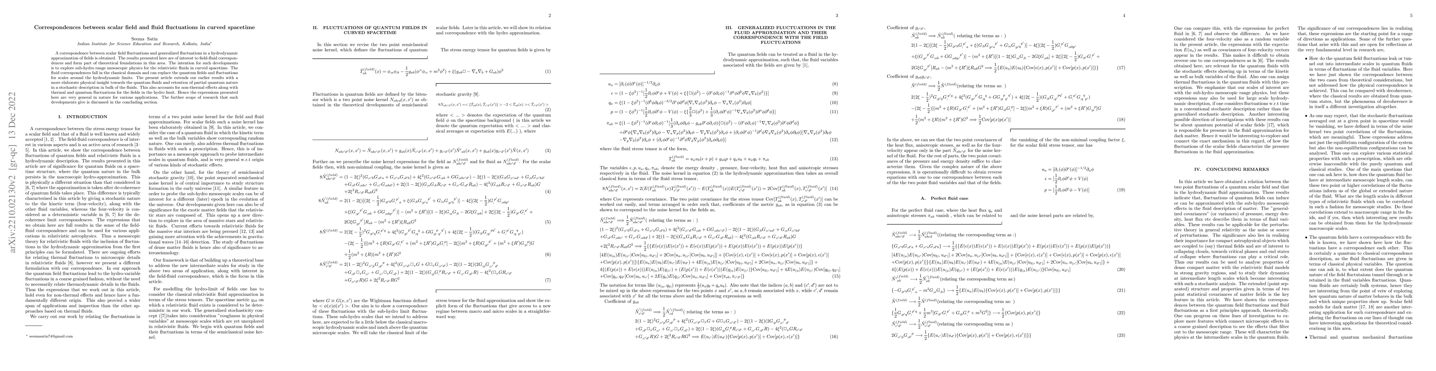Thumbnail for Correspondences between scalar field and fluid fluctuations in curved
  spacetime