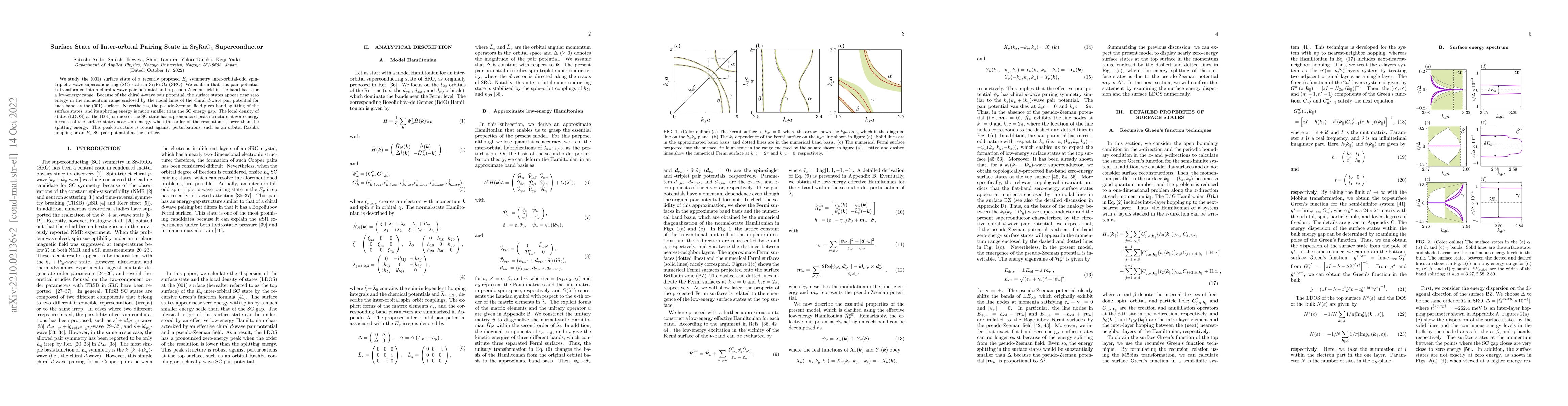 Thumbnail for Surface State of Inter-orbital Pairing State in Sr$_2$RuO$_4$
  Superconductor