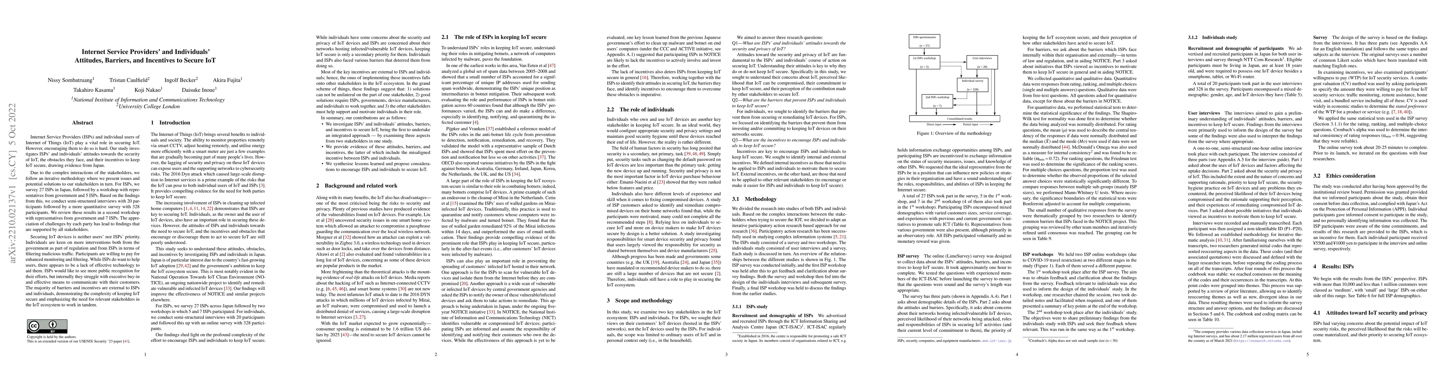 Thumbnail for Internet Service Providers' and Individuals' Attitudes, Barriers, and
  Incentives to Secure IoT