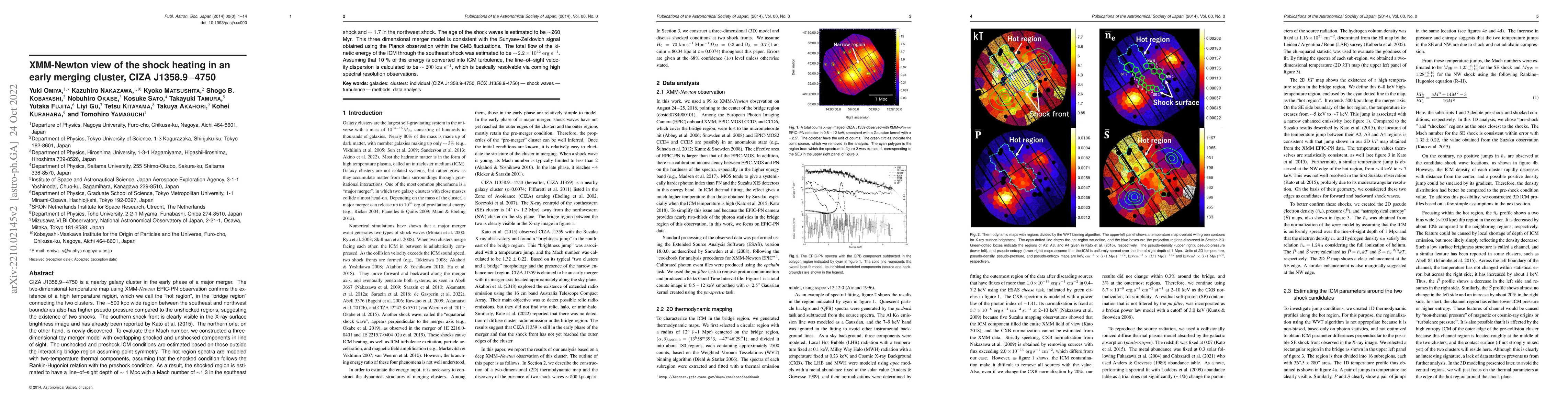 Thumbnail for XMM-Newton view of the shock heating in an early merging cluster, CIZA
  J1358.9$-$4750