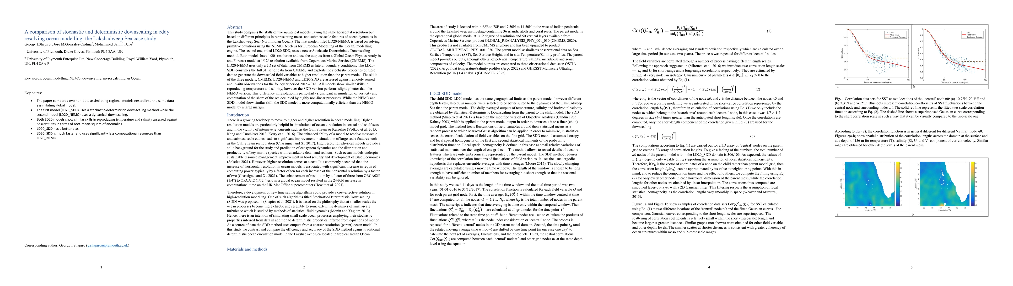 Thumbnail for A comparison of stochastic and deterministic downscaling in eddy
  resolving ocean modelling: the Lakshadweep Sea case study