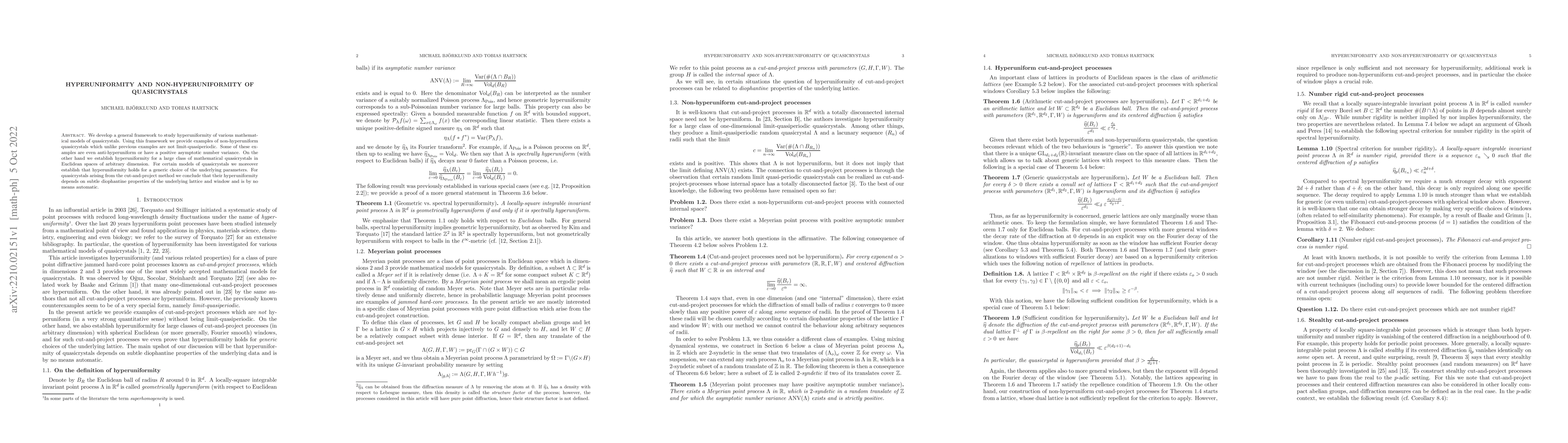 Thumbnail for Hyperuniformity and non-hyperuniformity of quasicrystals