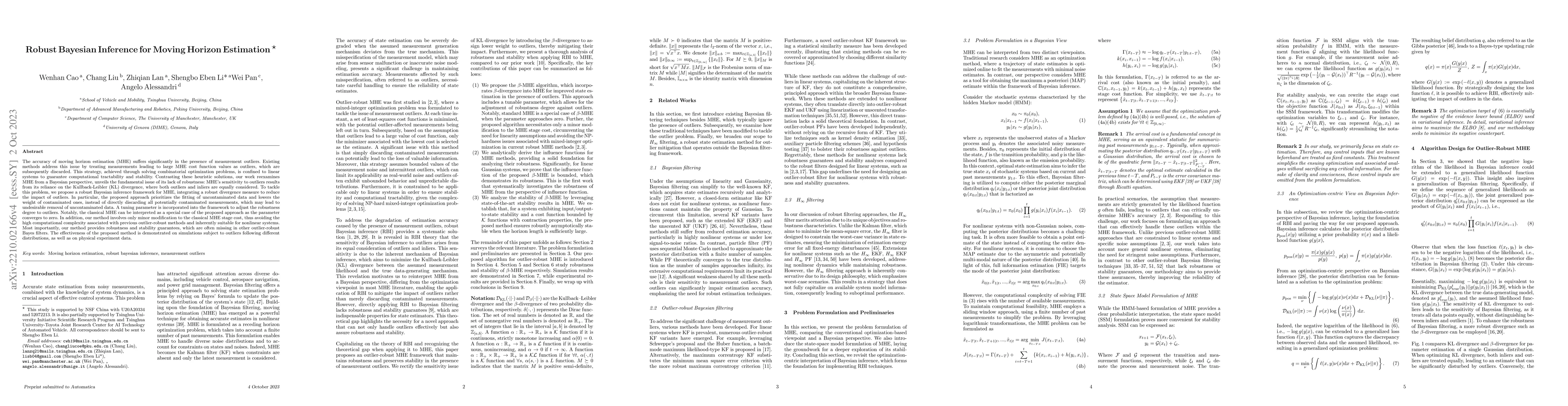 Thumbnail for Robust Bayesian Inference for Moving Horizon Estimation