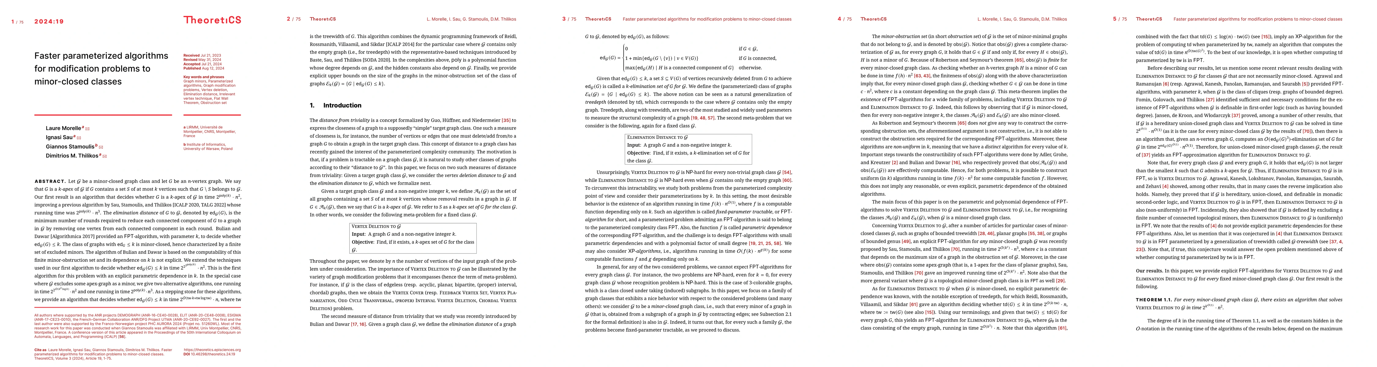 Thumbnail for Faster parameterized algorithms for modification problems to
  minor-closed classes