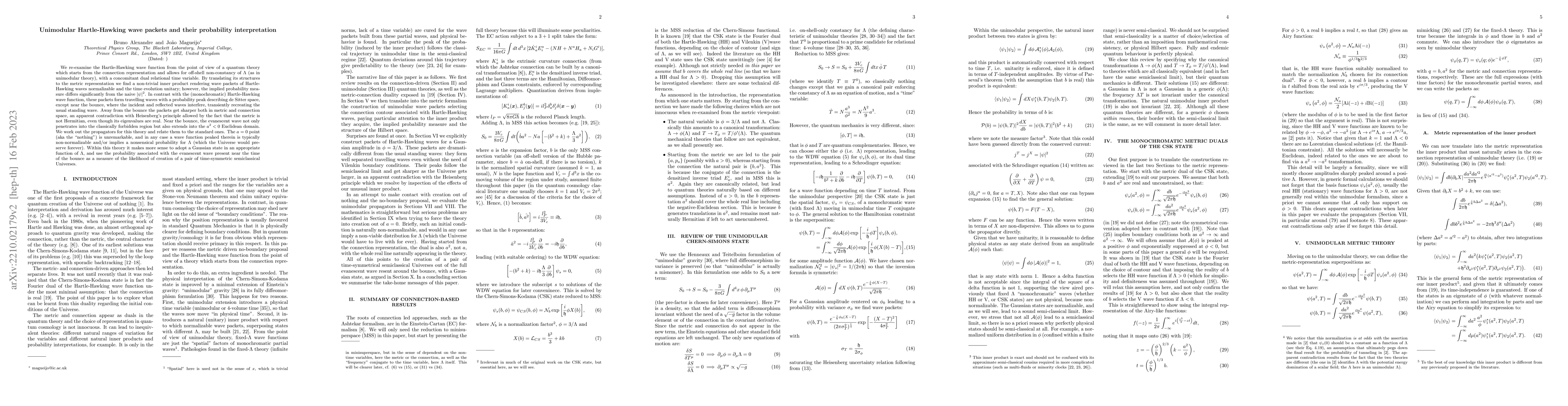 Thumbnail for Unimodular Hartle-Hawking wave packets and their probability
  interpretation