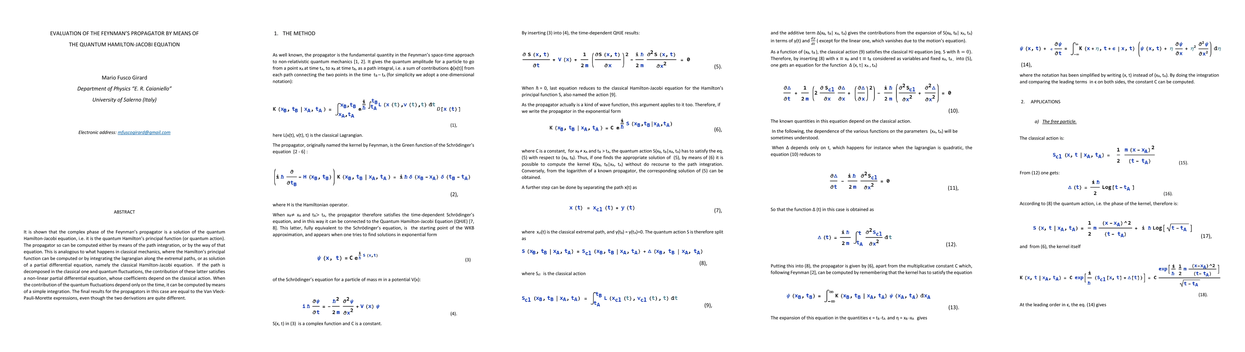 Thumbnail for Evaluation of the Feynman's propagator by means of the quantum
  Hamilton-Jacobi equation