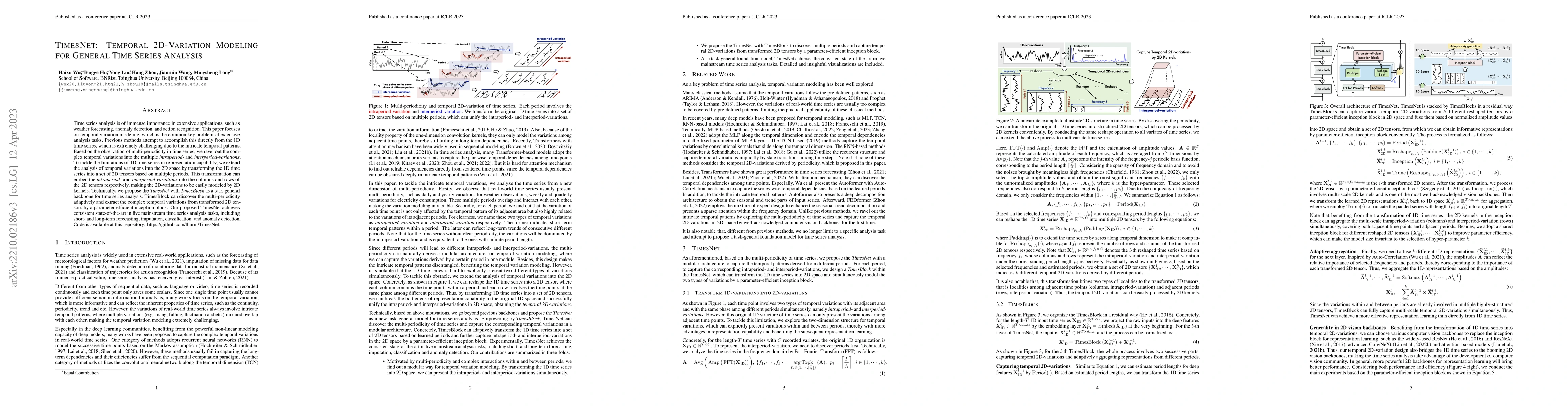 Thumbnail for TimesNet: Temporal 2D-Variation Modeling for General Time Series
  Analysis
