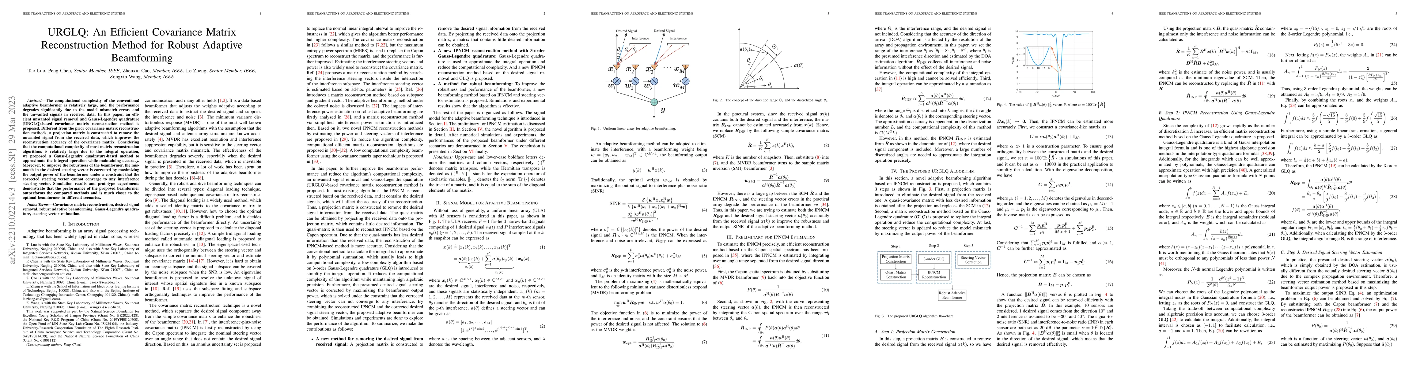Thumbnail for URGLQ: An Efficient Covariance Matrix Reconstruction Method for Robust
  Adaptive Beamforming