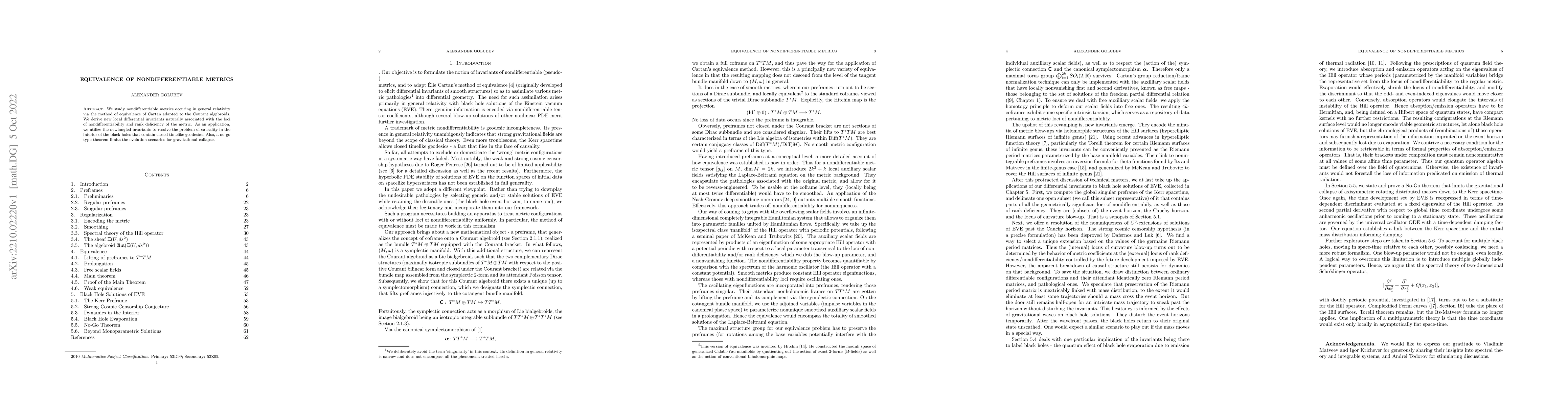 Thumbnail for Equivalence of Nondifferentiable Metrics