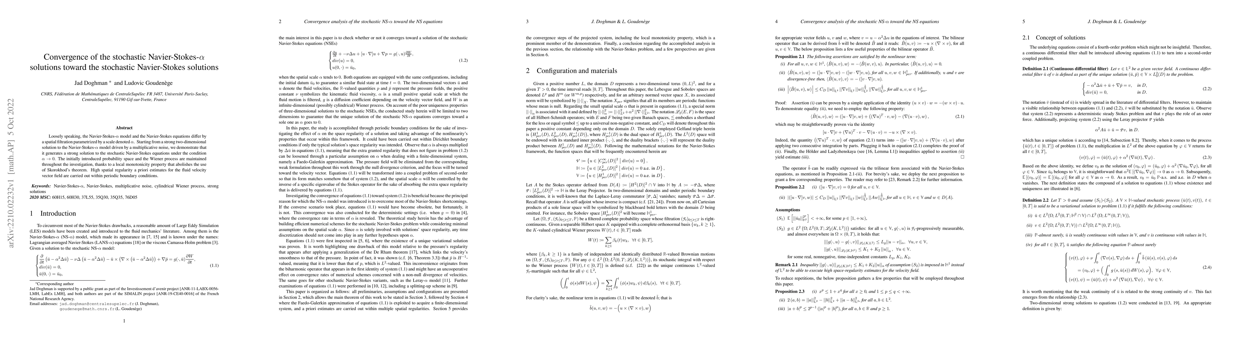 Thumbnail for Convergence of the stochastic Navier-Stokes-$\alpha$ solutions toward
  the stochastic Navier-Stokes solutions