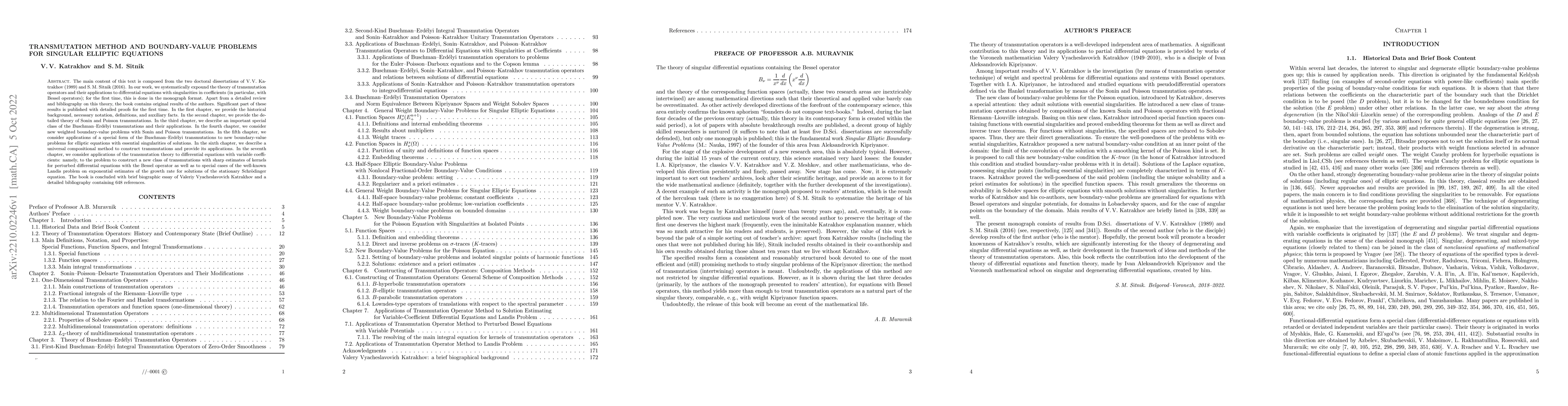 Thumbnail for Transmutation Method and Boundary-Value Problems for Singular Elliptic
  Equations
