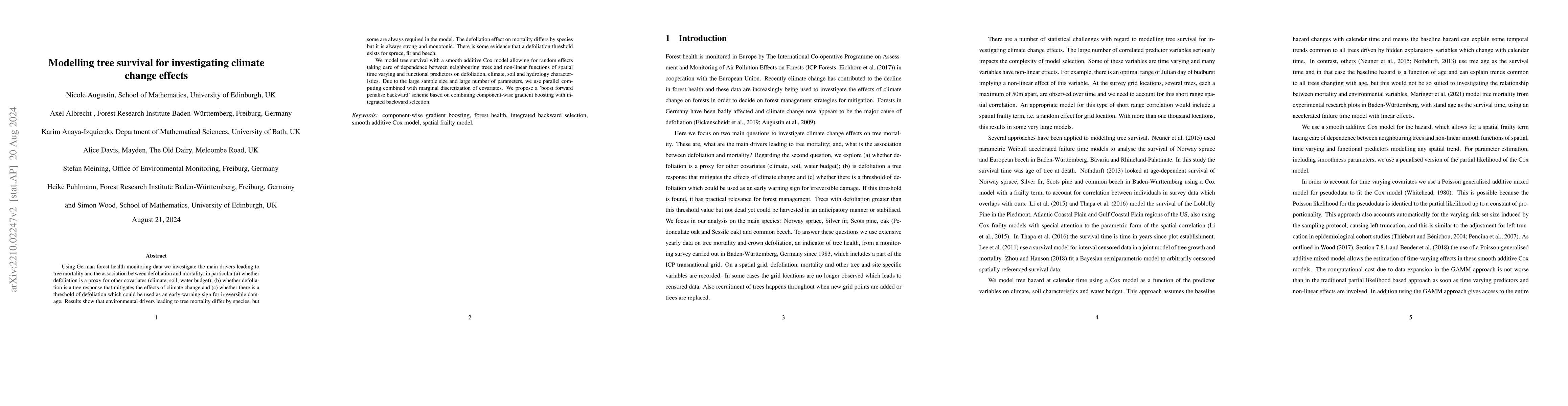 Thumbnail for Modelling tree survival for investigating climate change effects