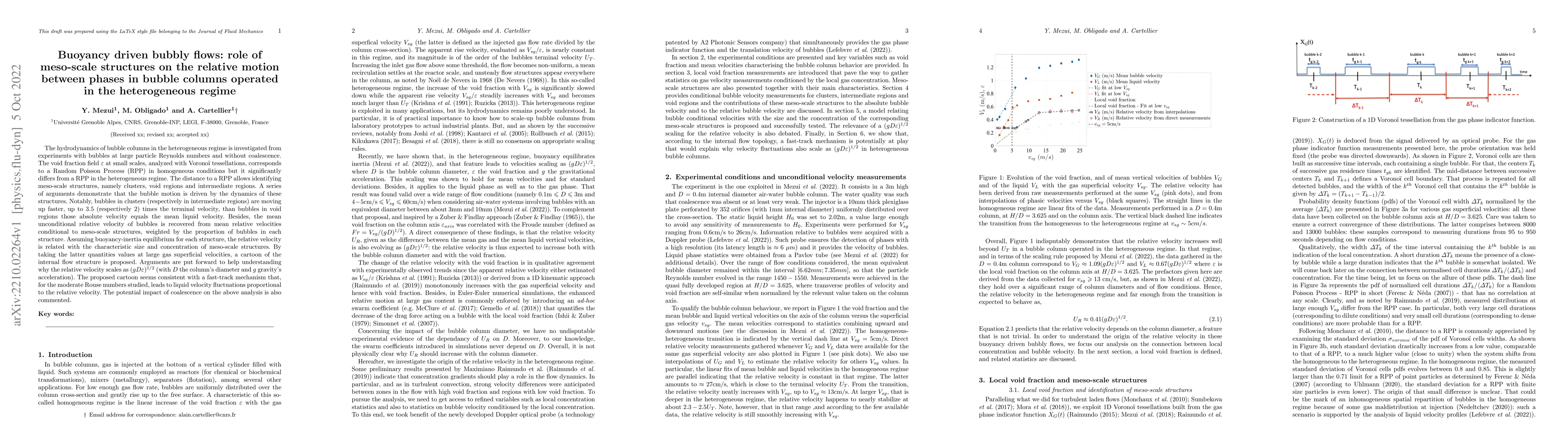 Thumbnail for Buoyancy driven bubbly flows: role of meso-scale structures on the
  relative motion between phases in bubble columns operated in the
  heterogeneous regime