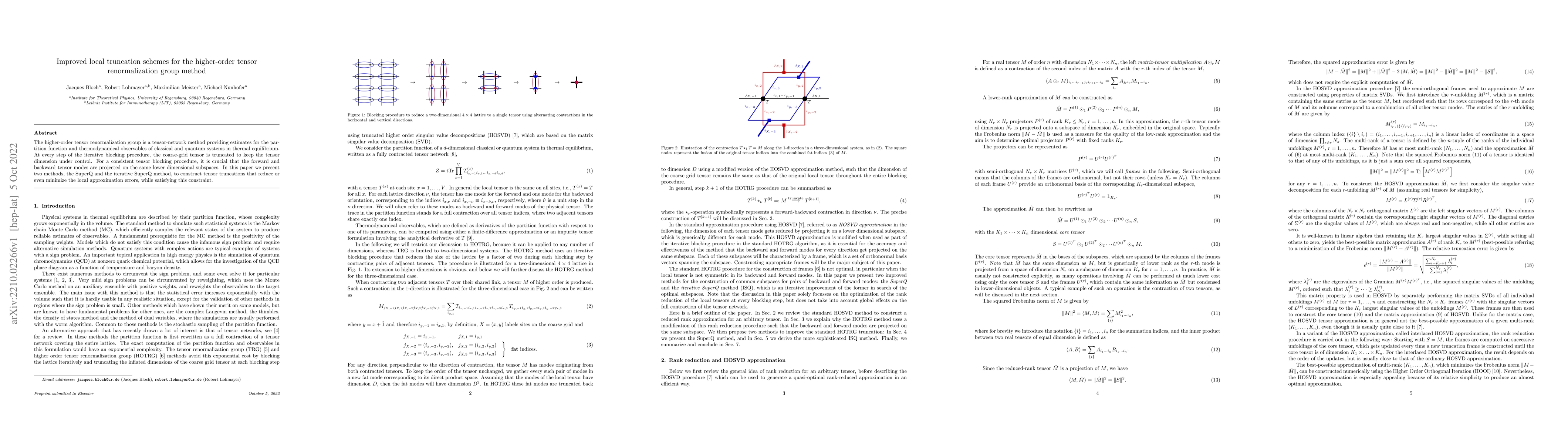 Thumbnail for Improved local truncation schemes for the higher-order tensor
  renormalization group method