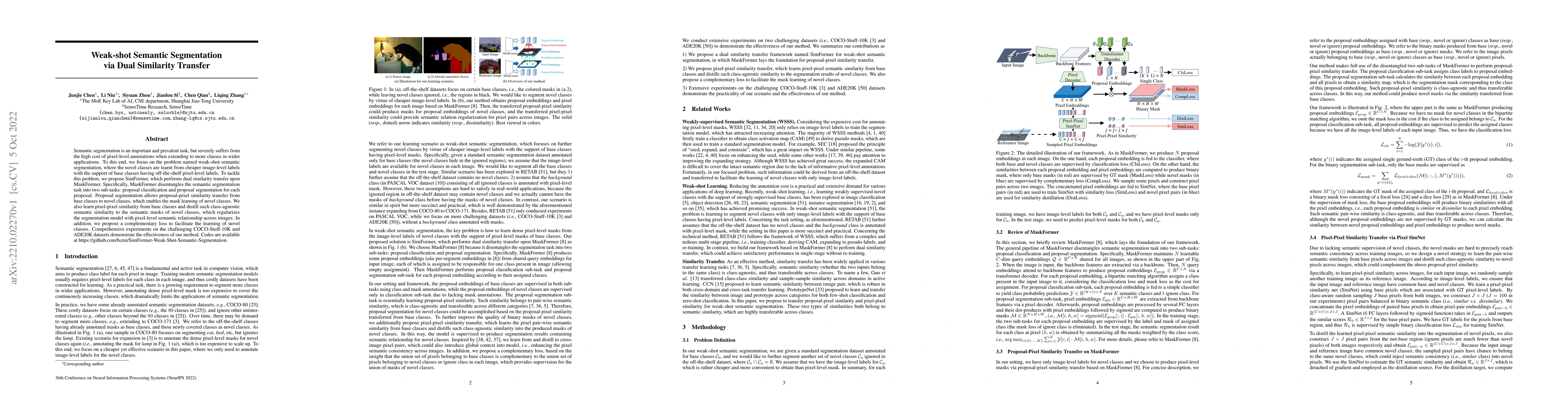 Thumbnail for Weak-shot Semantic Segmentation via Dual Similarity Transfer