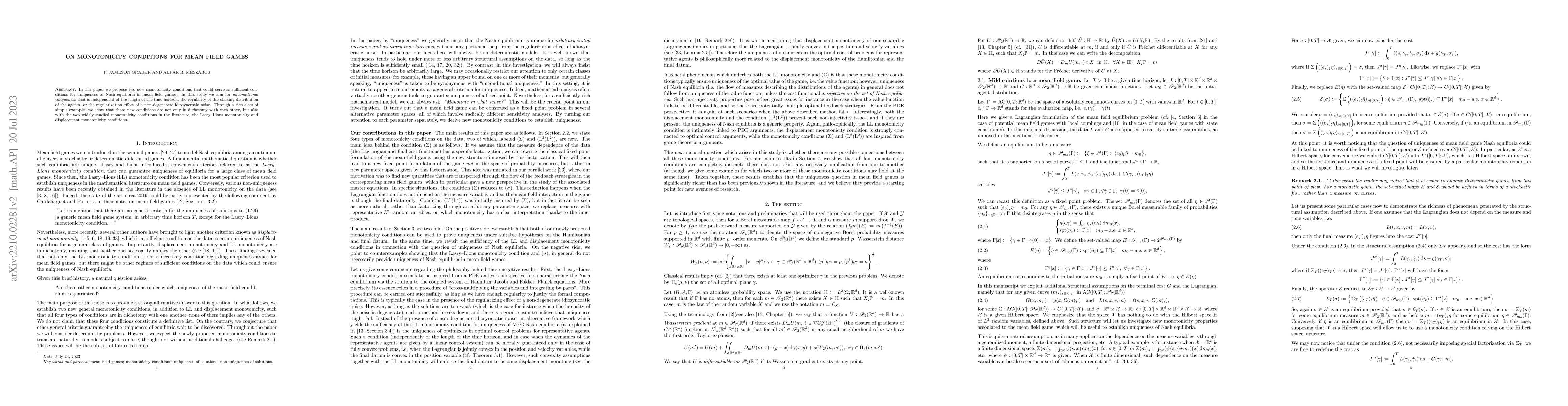 Thumbnail for On monotonicity conditions for Mean Field Games