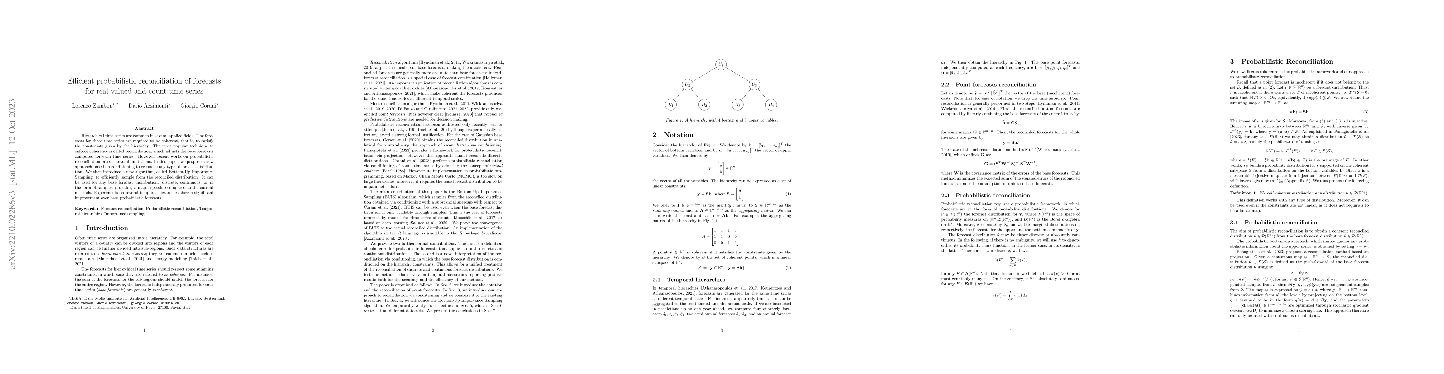 Thumbnail for Efficient probabilistic reconciliation of forecasts for real-valued and
  count time series