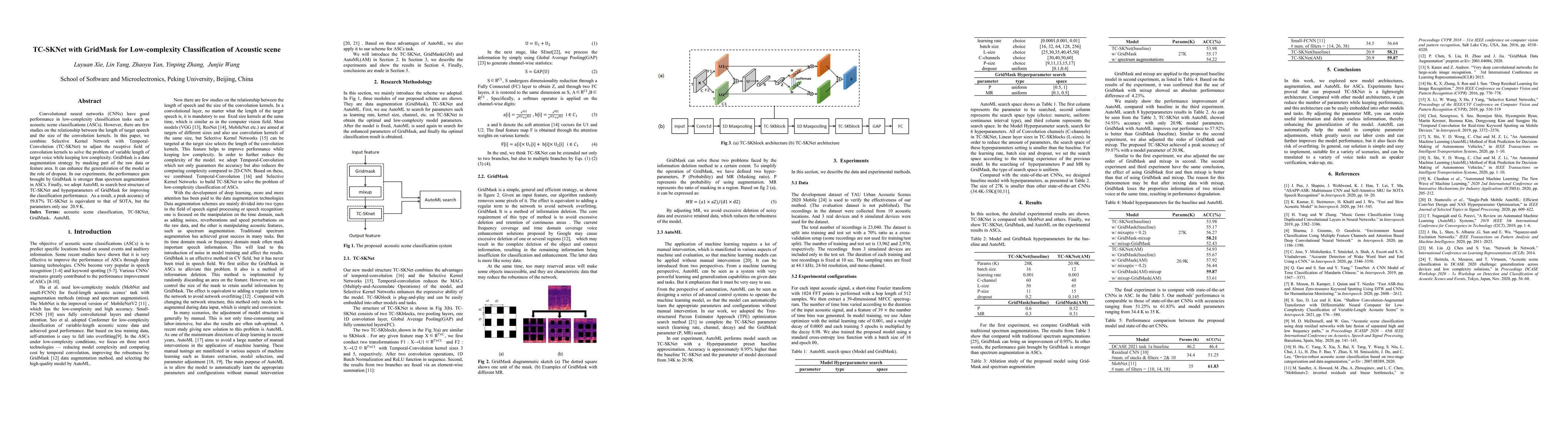 Thumbnail for TC-SKNet with GridMask for Low-complexity Classification of Acoustic
  scene