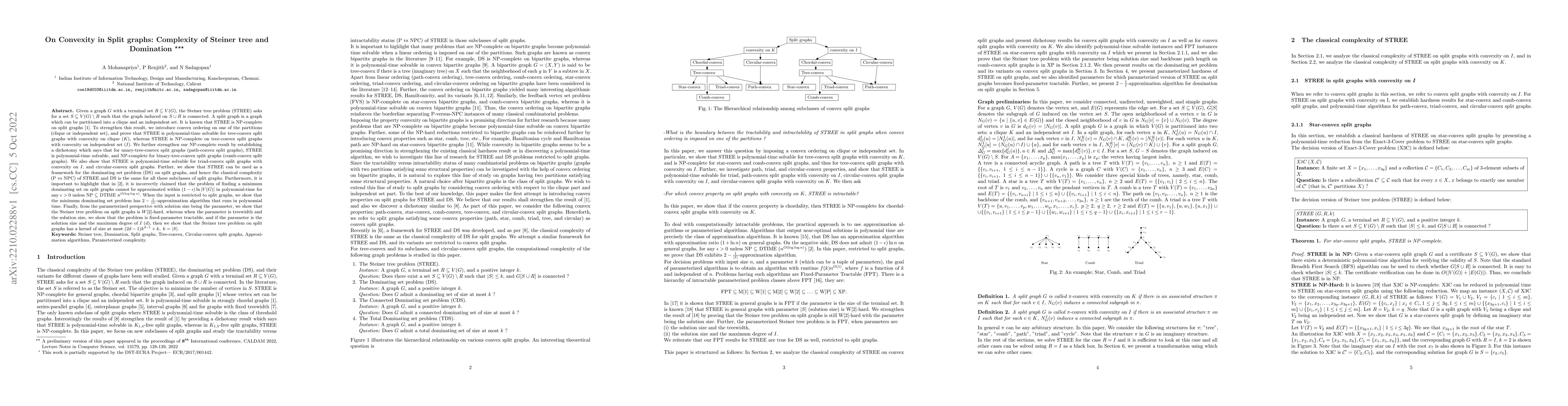Thumbnail for On Convexity in Split graphs: Complexity of Steiner tree and Domination