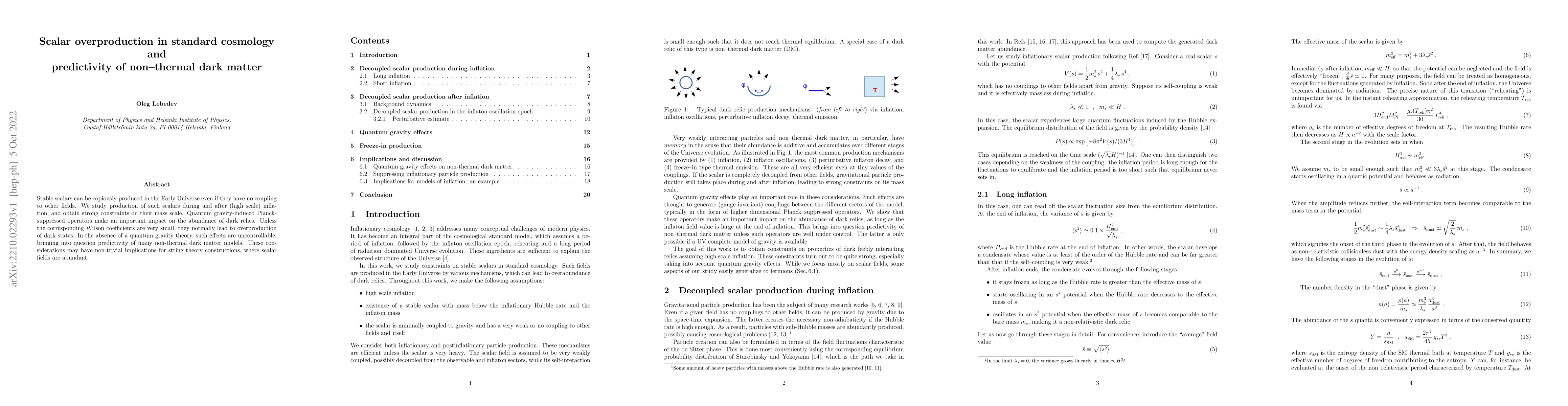 Thumbnail for Scalar overproduction in standard cosmology and predictivity of
  non-thermal dark matter