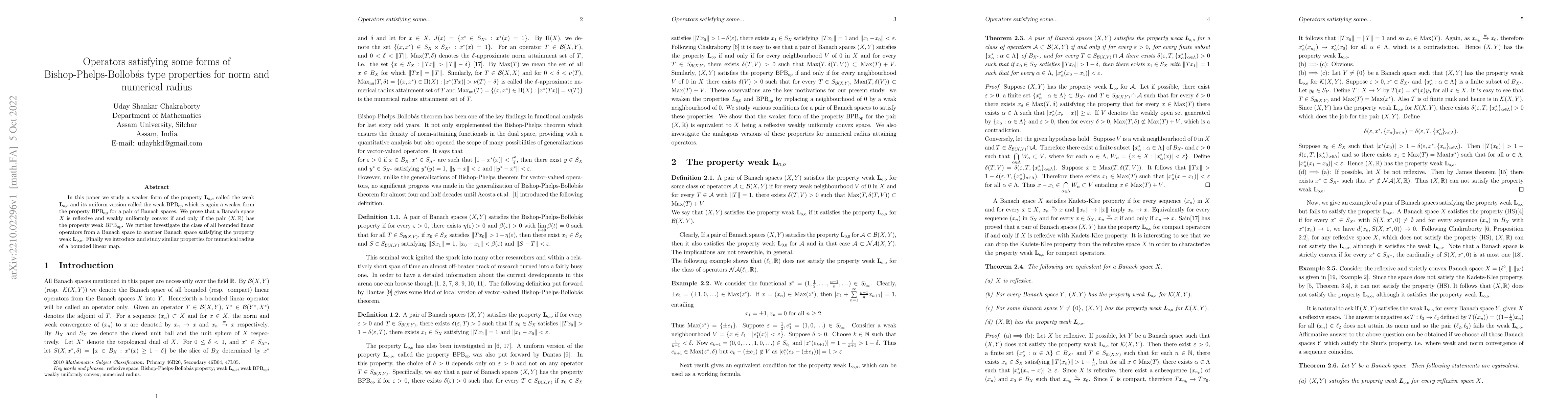 Thumbnail for Operators satisfying some forms of Bishop-Phelps-Bollobas type
  properties for norm and numerical radius