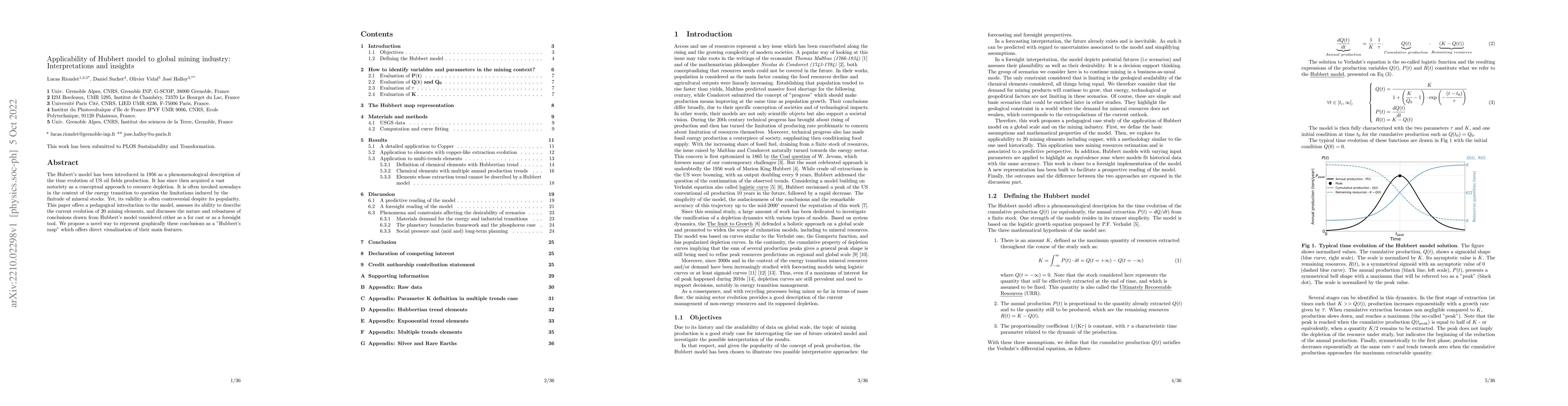 Thumbnail for Applicability of Hubbert model to global mining industry:
  Interpretations and insights