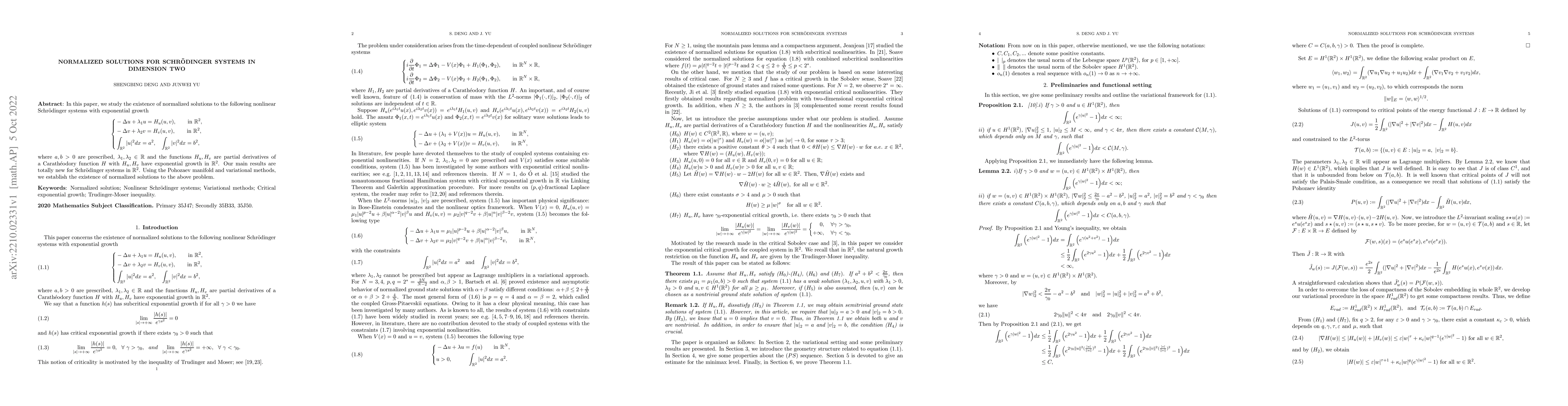 Thumbnail for Normalized solutions for Schr\"{o}dinger systems in dimension two
