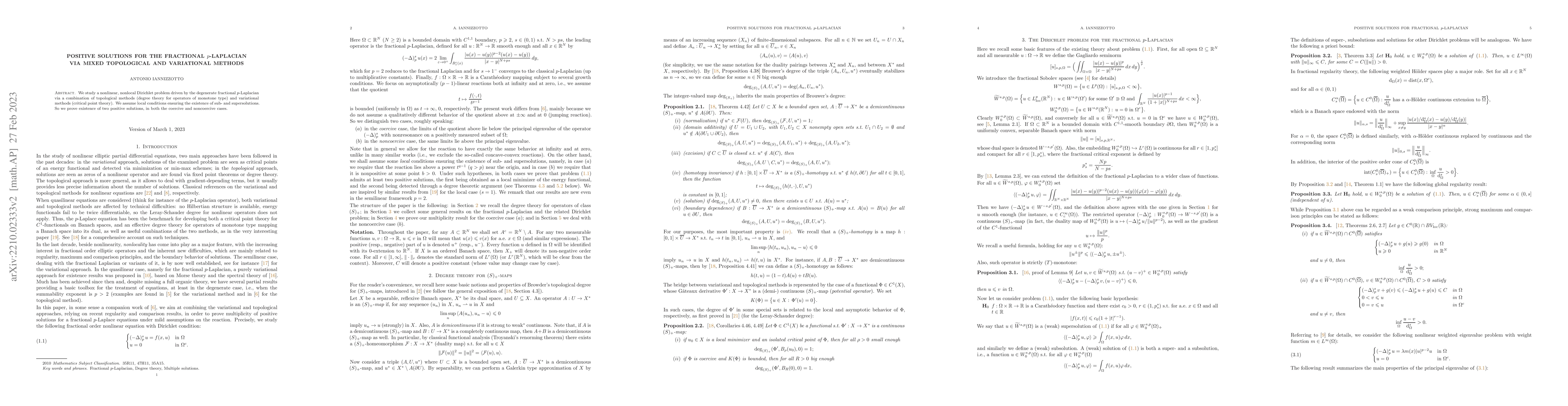 Thumbnail for Positive solutions for the fractional p-Laplacian via mixed topological
  and variational methods