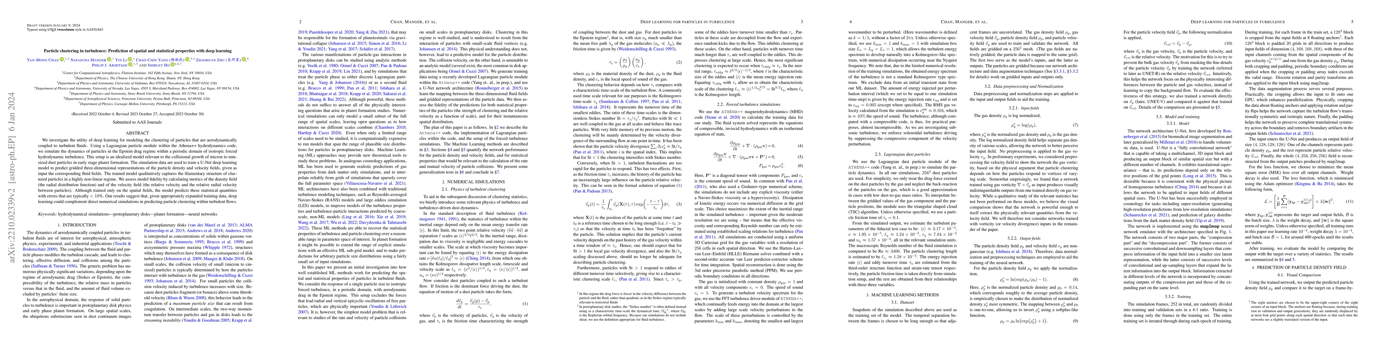 Thumbnail for Particle clustering in turbulence: Prediction of spatial and statistical
  properties with deep learning