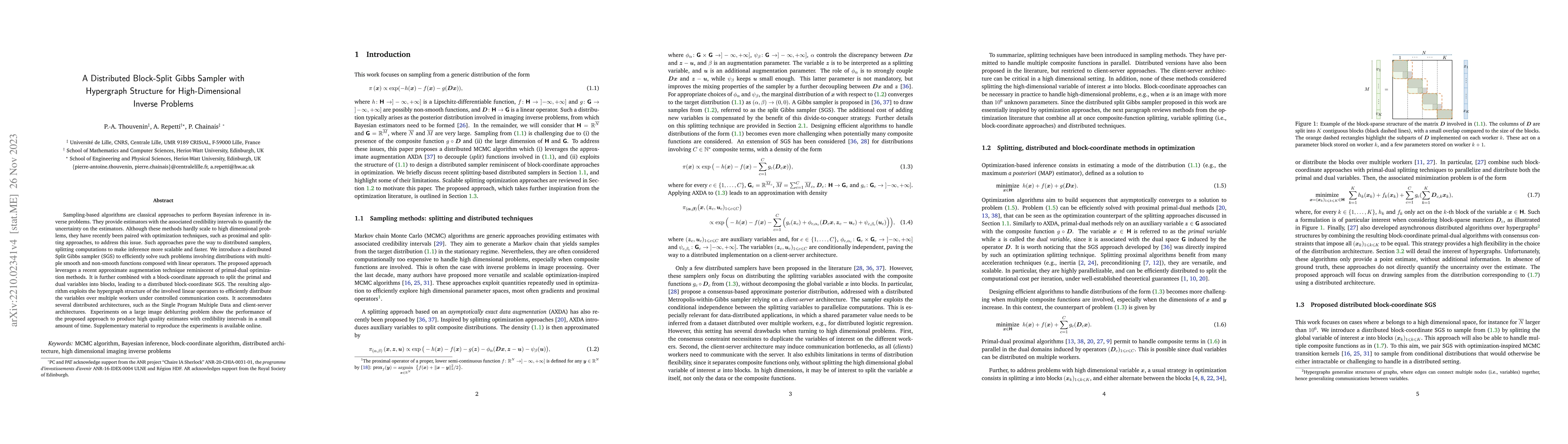 Thumbnail for A Distributed Block-Split Gibbs Sampler with Hypergraph Structure for
  High-Dimensional Inverse Problems