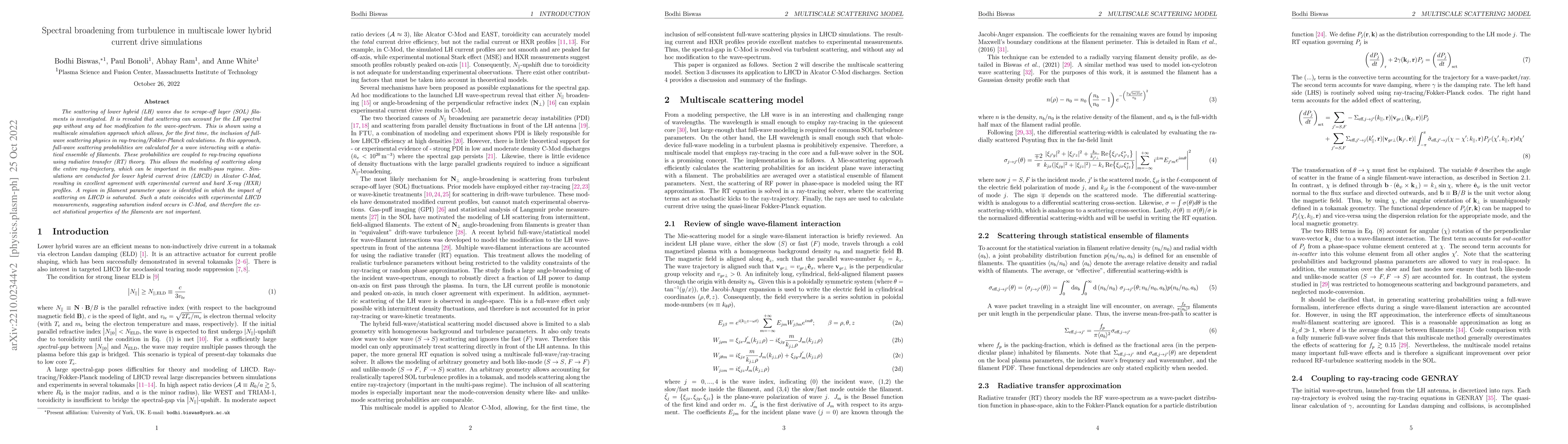 Thumbnail for Spectral broadening from turbulence in multiscale lower hybrid current
  drive simulations