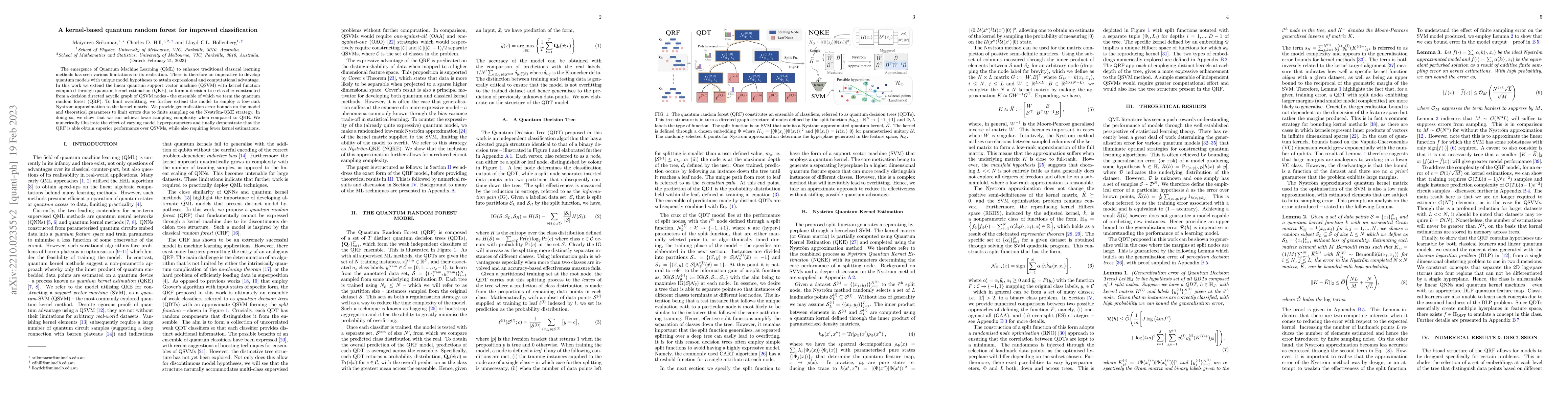 Thumbnail for A kernel-based quantum random forest for improved classification
