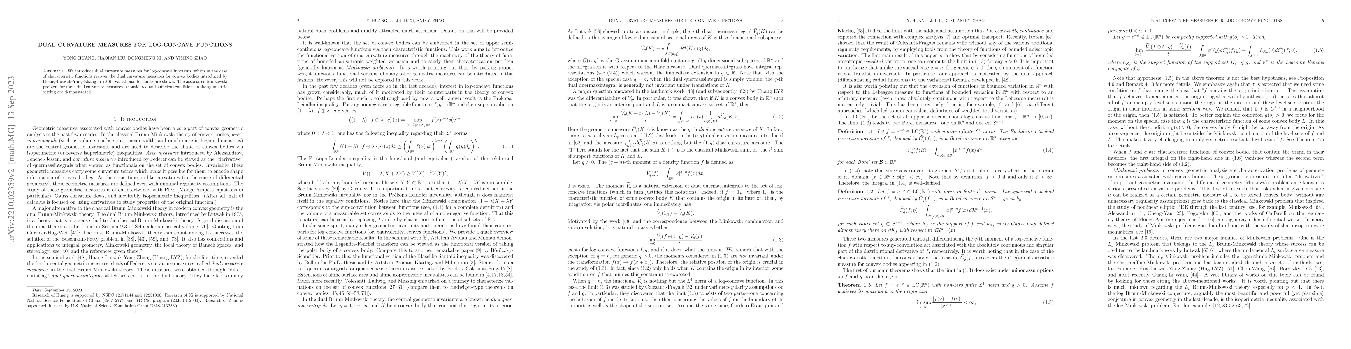 Thumbnail for Dual curvature measures for log-concave functions
