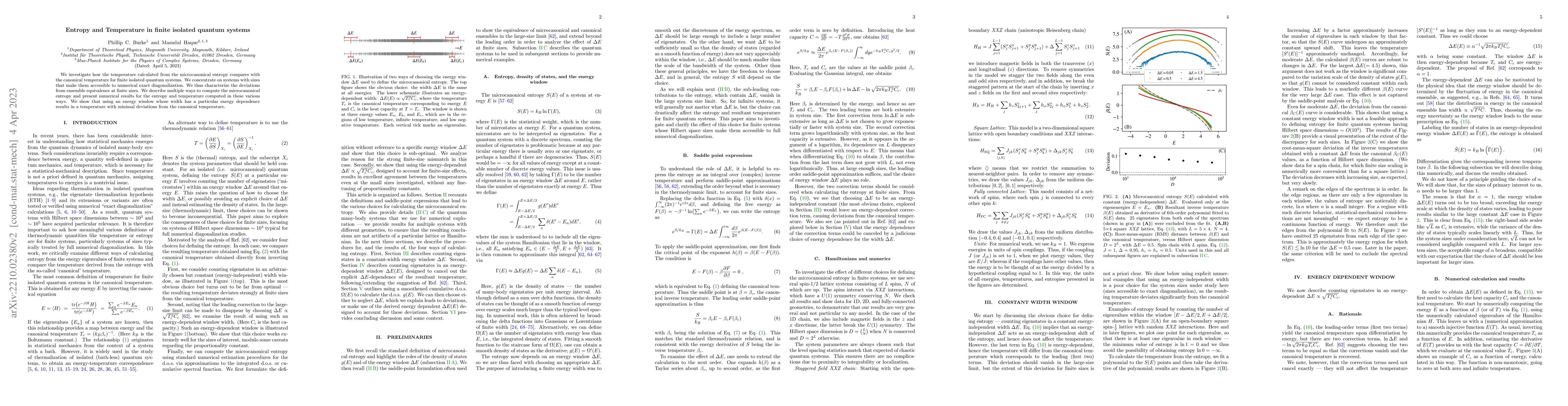Thumbnail for Entropy and Temperature in finite isolated quantum systems