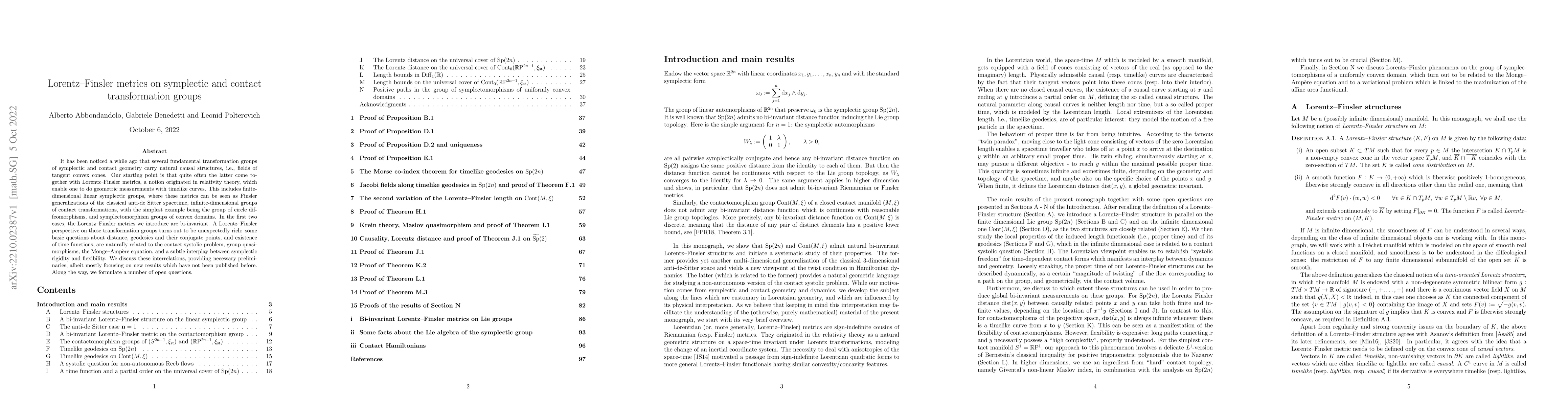 Thumbnail for Lorentz-Finsler metrics on symplectic and contact transformation groups