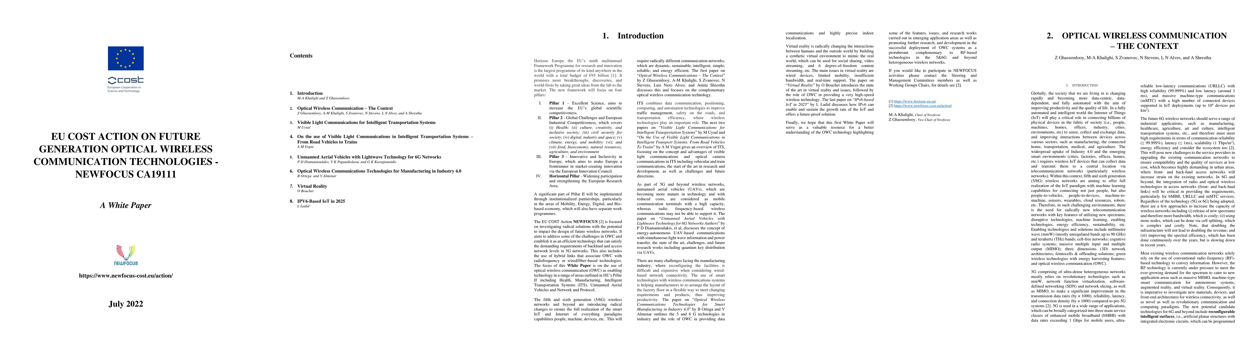 Thumbnail for EU cost action on future generation optical wireless communication
  technologies -- newfocus ca19111, a white paper