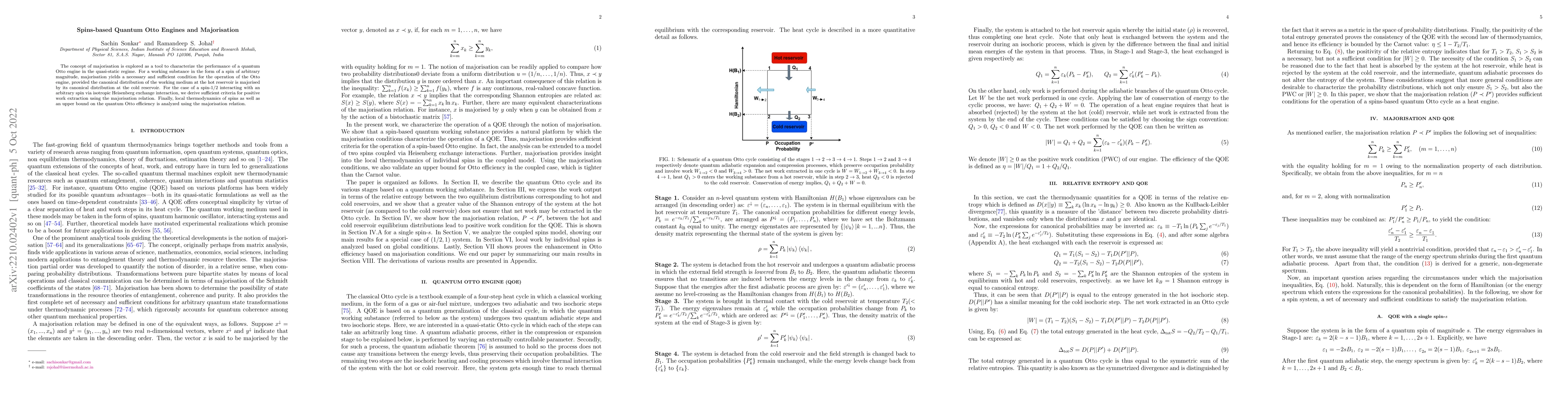 Thumbnail for Spins-based Quantum Otto Engines and Majorisation