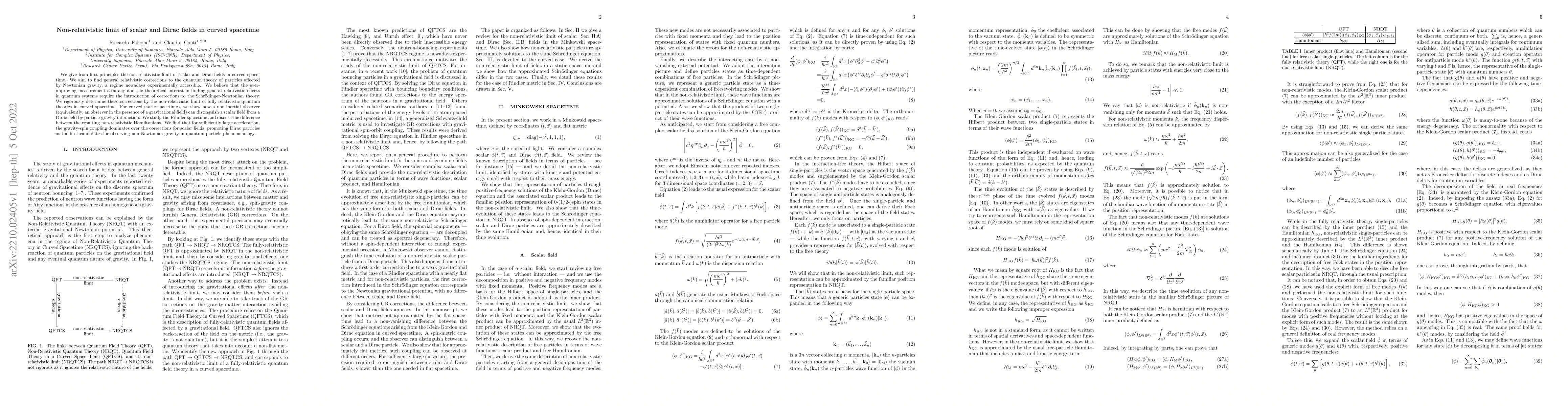 Thumbnail for Non-relativistic limit of scalar and Dirac fields in curved spacetime