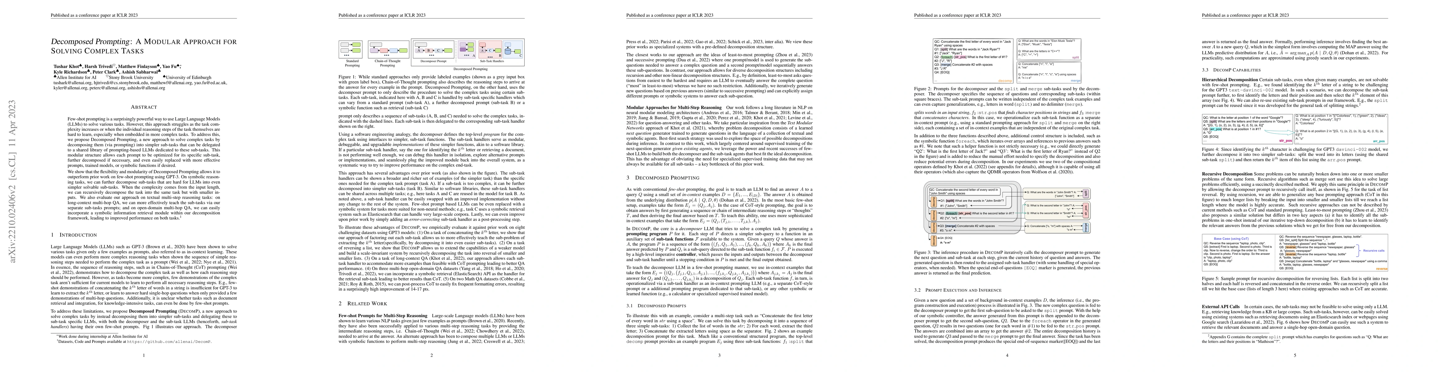 Thumbnail for Decomposed Prompting: A Modular Approach for Solving Complex Tasks