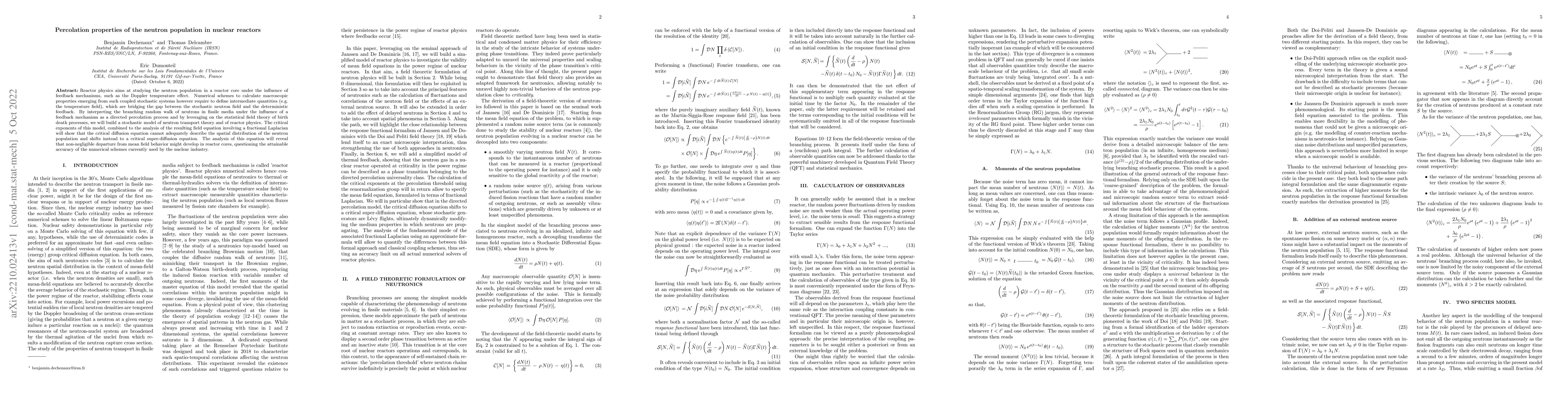 Thumbnail for Percolation properties of the neutron population in nuclear reactors