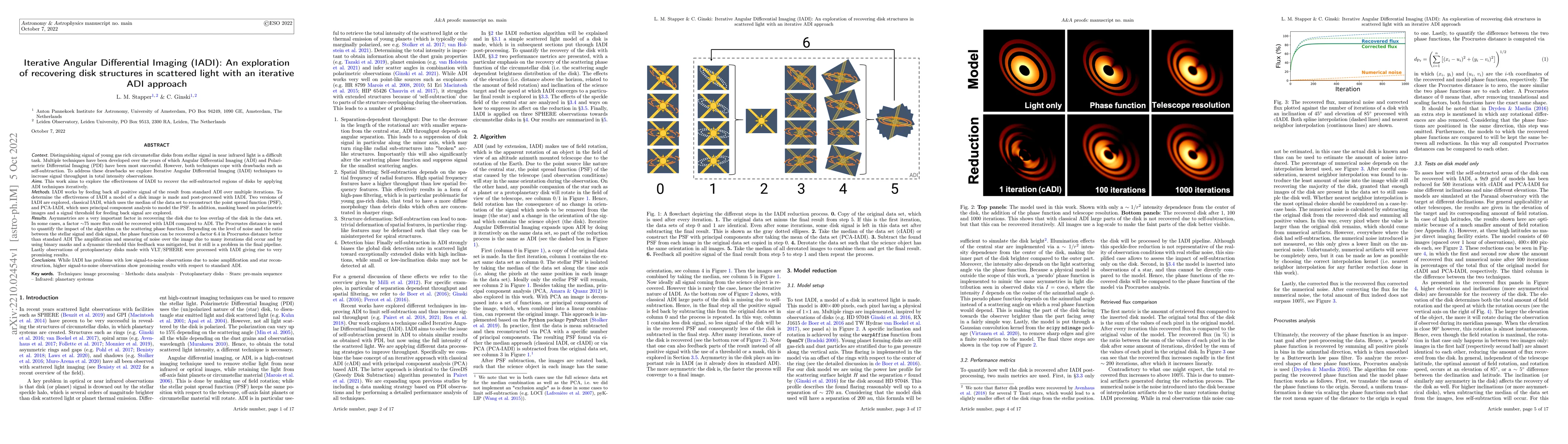Thumbnail for Iterative Angular Differential Imaging (IADI): An exploration of
  recovering disk structures in scattered light with an iterative ADI approach
