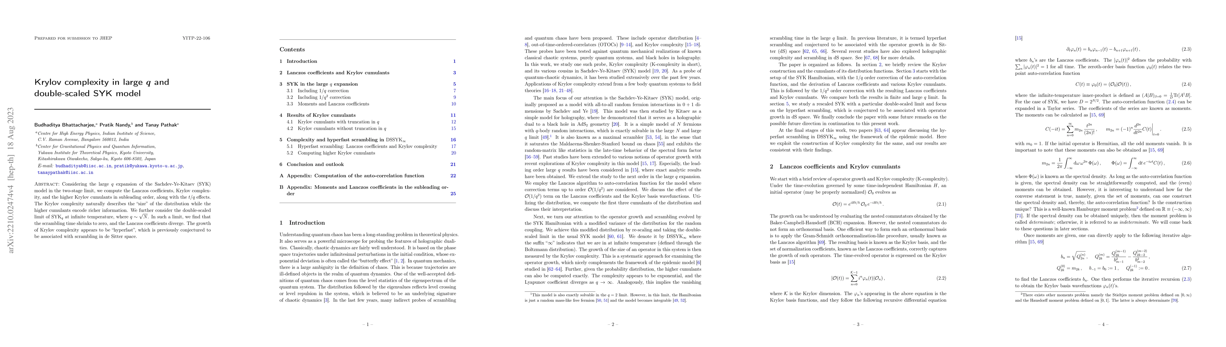 Thumbnail for Krylov complexity in large-$q$ and double-scaled SYK model