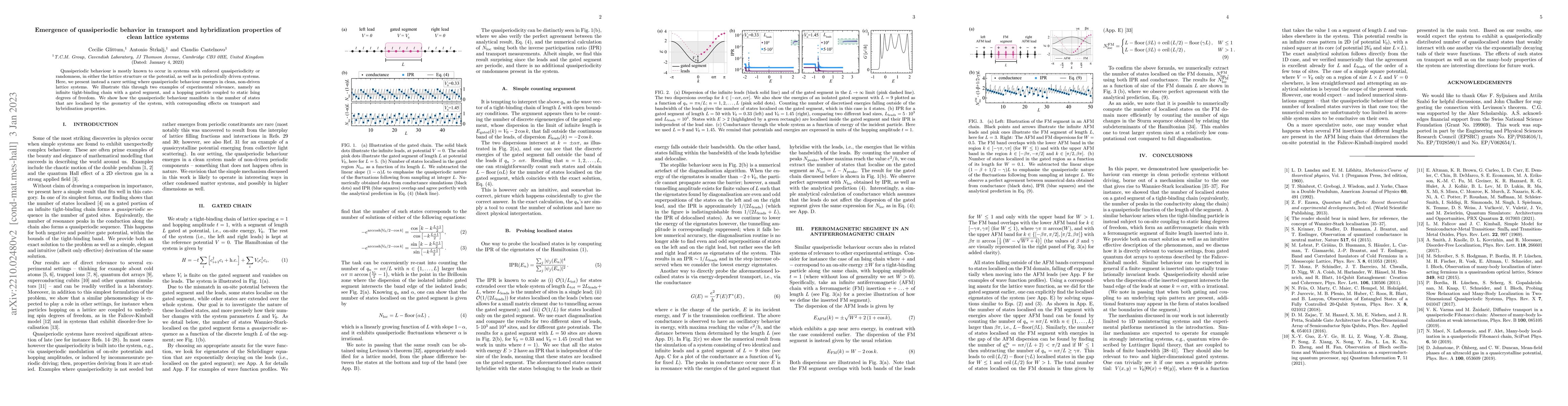 Thumbnail for Emergence of quasiperiodic behavior in transport and hybridization
  properties of clean lattice systems