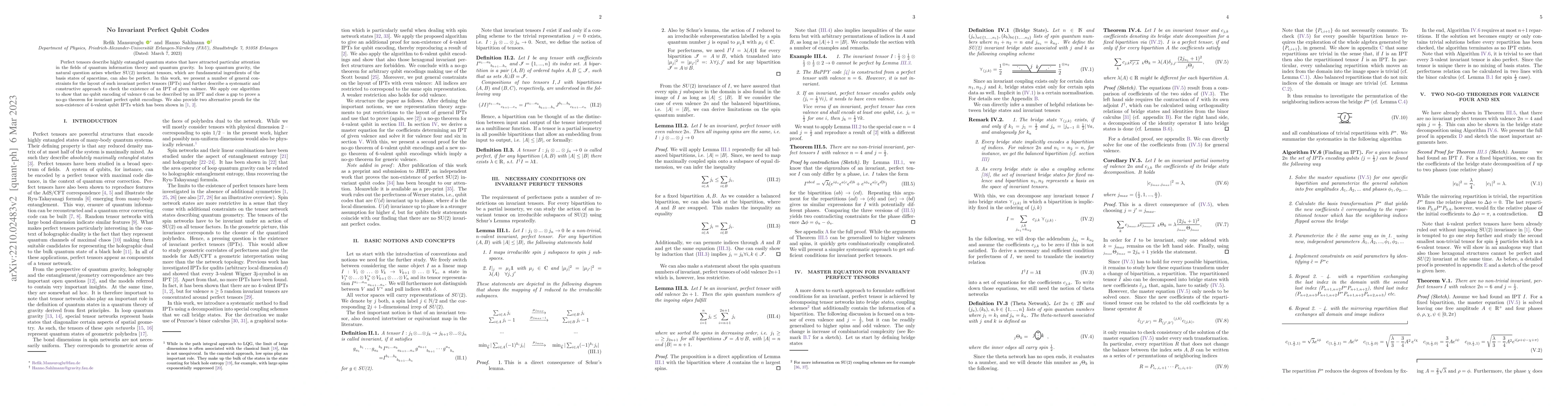 Thumbnail for No invariant perfect qubit codes