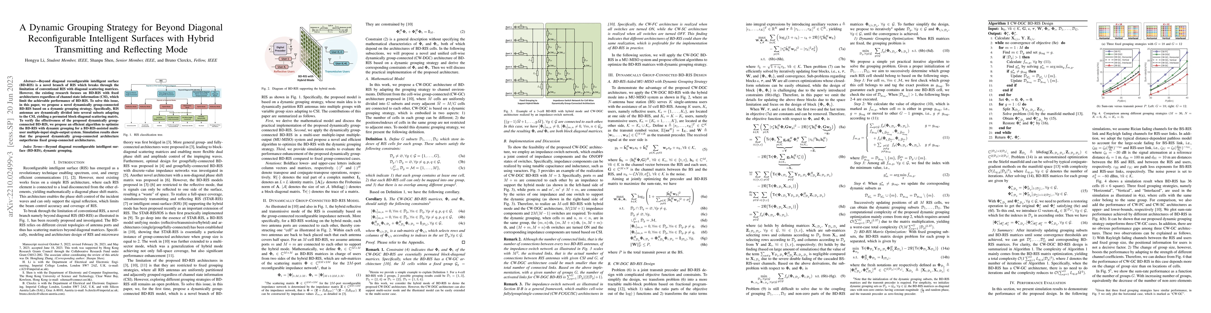 Thumbnail for A Dynamic Grouping Strategy for Beyond Diagonal Reconfigurable
  Intelligent Surfaces with Hybrid Transmitting and Reflecting Mode
