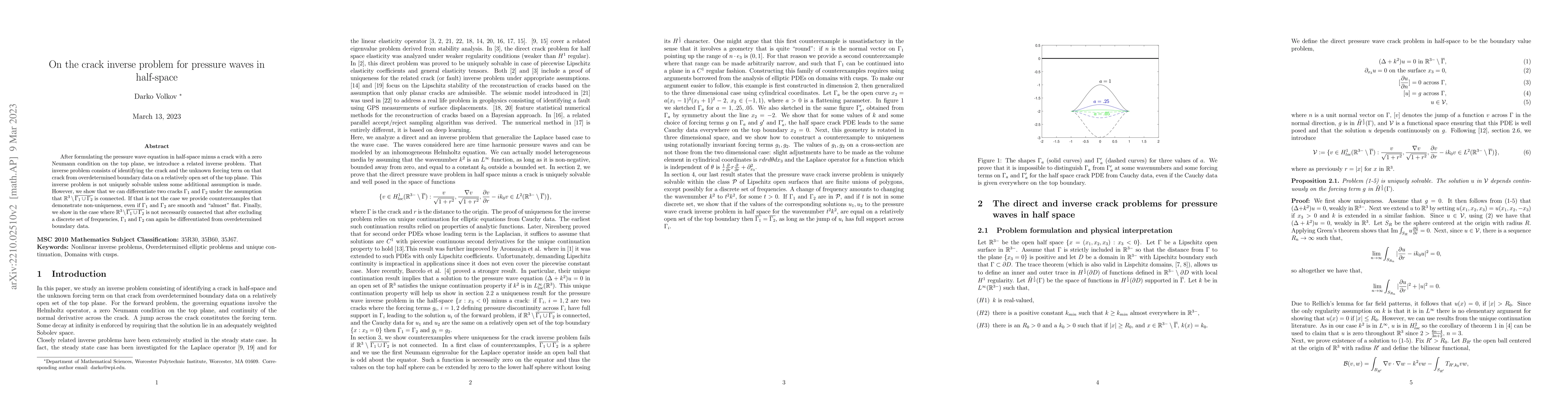 Thumbnail for On the crack inverse problem for pressure waves in half-space