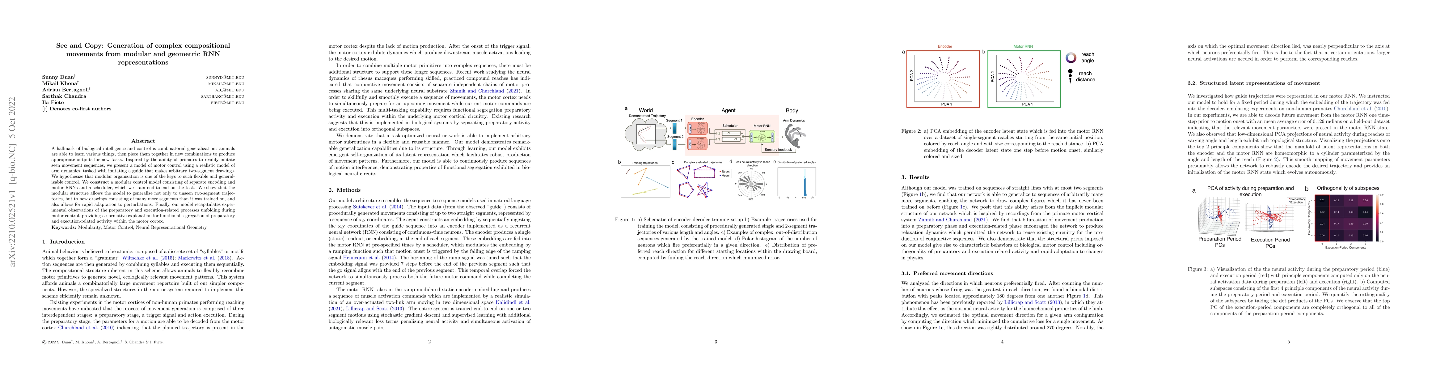 Thumbnail for See and Copy: Generation of complex compositional movements from modular
  and geometric RNN representations