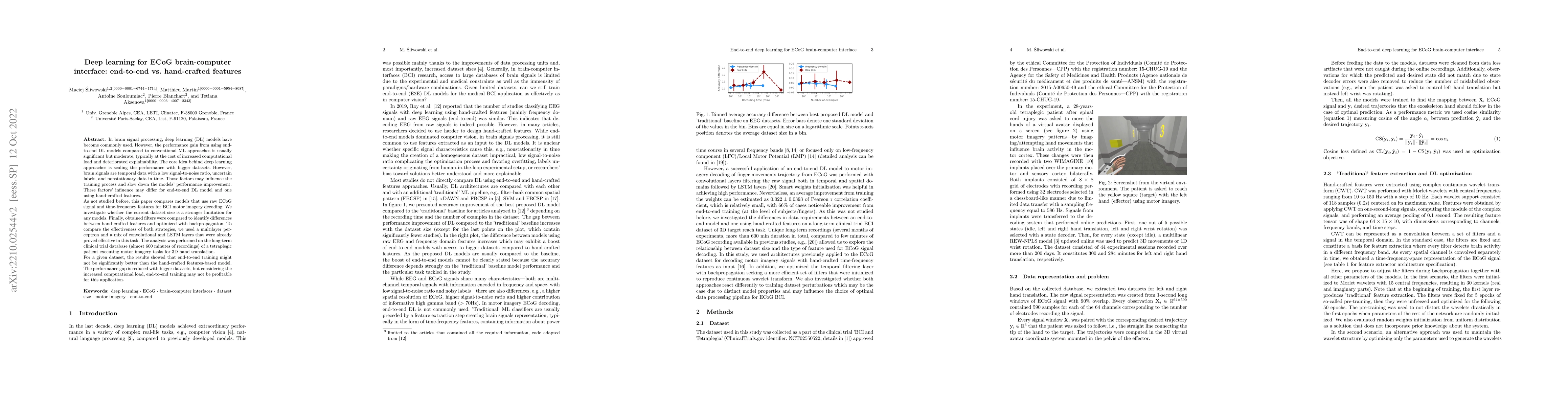 Thumbnail for Deep learning for ECoG brain-computer interface: end-to-end vs.
  hand-crafted features