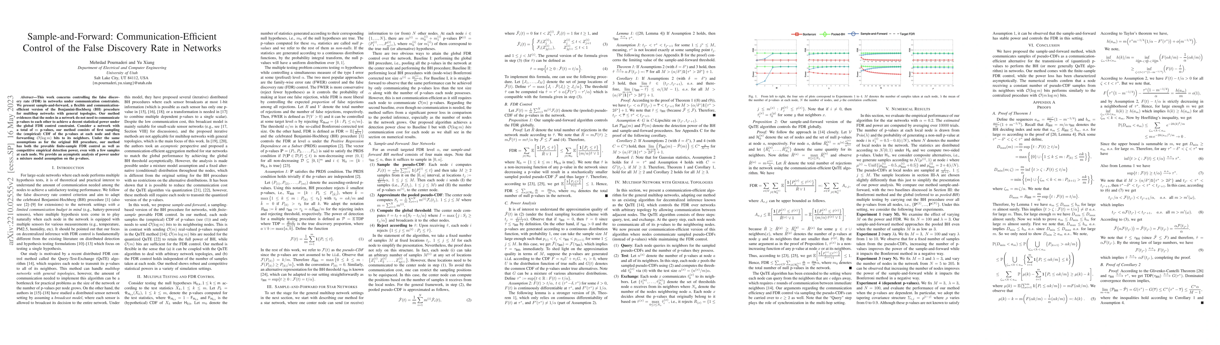 Thumbnail for Sample-and-Forward: Communication-Efficient Control of the False
  Discovery Rate in Networks